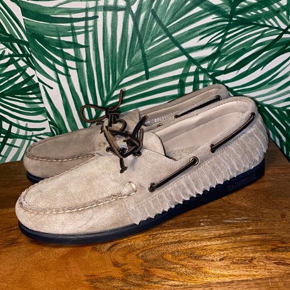 Ronnie Fieg x Sebago Tan Suede Fringe Leather Dockside Moccasins Men’s 9.5 M - Picture 3 of 11